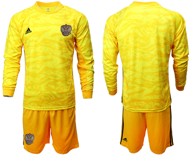Cheap Men 2021 European Cup Russia yellow goalkeeper long sleeve 1 yellow soccer jerseys